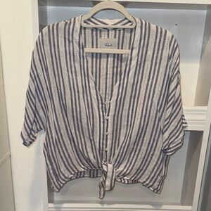 Rails Blue and White Striped Relaxed Button Down Shirt
